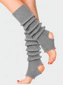 1/3 Pairs Ribbed Footed Leg Warmers, Soft Stretch Slouchy Knit Open Heel Boot Socks, Cozy Long Warmers For Lounge, Dance & Street Wear - Multicolor - View 10