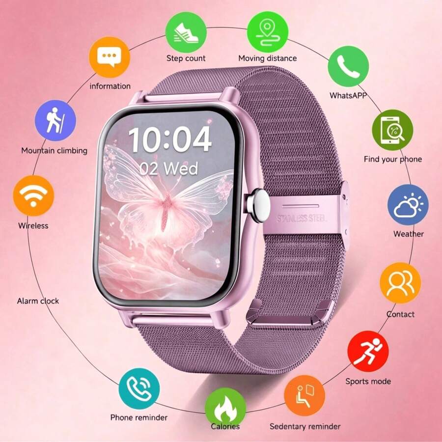 SIMSONLAB 2026 Nuevo Reloj Inteligente con Pantalla Táctil Completa Mejorado, Soporta Llamadas Inalámbricas, Multifunción, Notificación de Mensajes, Alarma, Reproducción de Música y Respuesta de Llamadas, Estilo de Moda, Diseño Duradero, Unisex