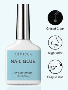 TOMICCA 2件組 15ml 凝膠指甲膠與頂層亮油套組－LED/UV燈快速固化、浸泡式可卸除、長效黏著指甲膠與亮面頂層油，適用DIY美甲、居家沙龍 - NAIL GLUE&TOP COAT - 查看 3