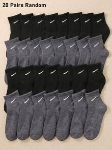 5/10/20 Pairs Random Soft Athletic Ankle Sports Socks, Running Socks, Fall Back To School, Outdoor, Travel, Halloween, Student Daily Wear Socks - Multicolor - View 11