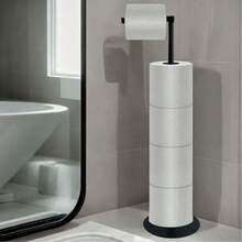 1pc Stainless Steel Freestanding Toilet Paper Holder, Weighted Stable Base, No-Drill Floor Standing Toilet Paper Storage Rack, Rust-Proof Bathroom Accessory, Suitable For Home, RV, Hotel - Multicolor - View 7