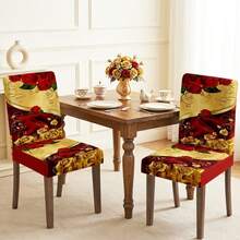 1/2/4/6/20 piezas, Fundas para sillas de comedor, Fundas de sillas de comedor de lujo europeo rojo & dorado con rosa, Protector universal para asiento de silla de comedor, Funda decorativa elegante y romántica para silla de comedor del hogar, Fundas para sillas de comedor desmontables & lavables, Regalo festivo, Regalo para el hogar - Multicolor - Ver 6