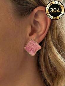 1 Pair Fashion Design Stainless Steel Earrings Set, Women's Daily Wear Party Holiday Gift Beach Accessory, Versatile Casual Daily Wear Vintage INS Style Earrings, Also Perfect As A Surprise Gift For Valentine's Day, Birthday, Mother's Day, Thanksgiving Or Vacation - Multiple Styles - View 4