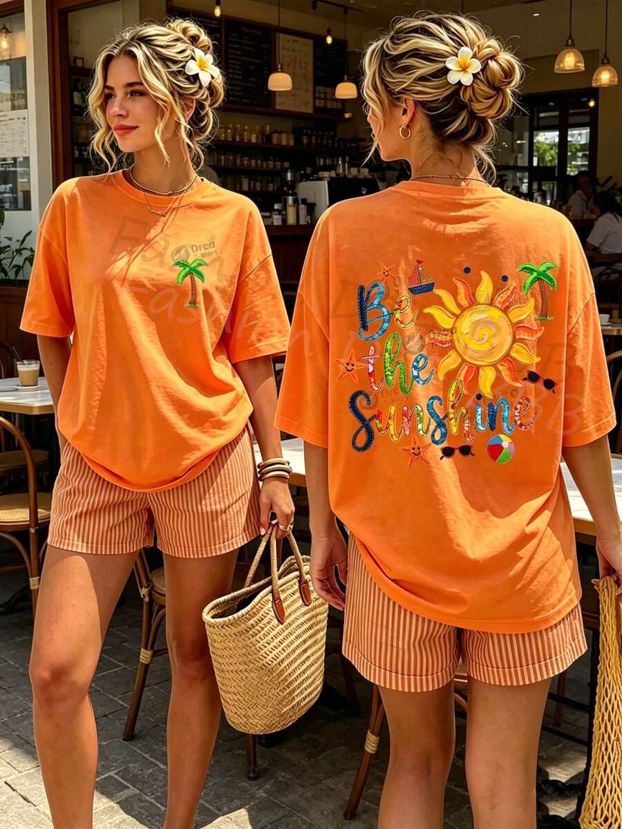 Women T-Shirts - 橘色 - 查看 1