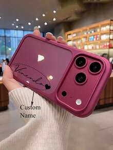 Personalized Customized Name Intelligent Camera Touch Button Crystal Clear Phone Case Compatible With IPhone 18 Pro Max 18 Pro 17 Pro Max 17 Pro Transparent Shockproof Cover - Burgundy - View 1