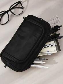 1pc Large Multi-Compartment Pencil Case, Waterproof Portable Stationery Storage Bag, Cute Organizer Pouch, Suitable For School, B, First Day Of School - Multicolor - View 7