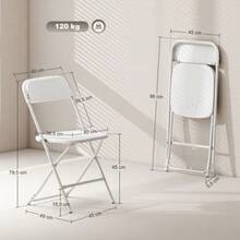 Set Of 6 Folding Chairs, Foldable Chairs With Drainage Holes, Steel Frame, Versatile, White - White - View 3
