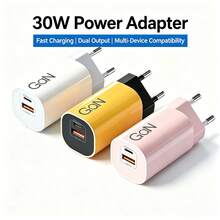 30W GaN Gallium Nitride Fast Charger, Dual USB-A & Type-C Output With PD & QC3.0 Fast Charging Protocols, Compact Portable Wall Charger, 3 Colors Available, Compatible With IPhone, Compatible With Samsung And All Android Smartphones - View 1