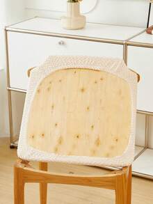 1 pieza Funda de taburete de unicolor con patrón, estilo moderno, de felpa, funda de silla de restaurante, adecuada para la mayoría de las sillas - Beis - Ver 4