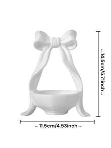 Cute Bow Jewelry Tray, Shiny Pearl Texture Ring & Earring Storage Dish, Bathroom Vanity Aesthetic Decor Organizer Box - Multicolor - View 8