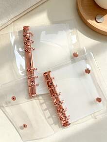 Pocket-Sized Transparent Ring Binder + Transparent Inner Pouch For Cash Storage, Savings, And Investment Planning. Slim, Plain, Simple, Mini Style. Easy Storage Set For Small Amounts Of Cash, Cards, And Receipts When You're Out And About. - A - View 4