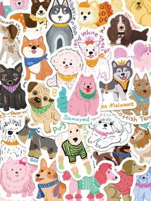 100pcs Cute Cartoon Dog Doodle Stickers Laptop Handbook Cell Phone Case Decorative Stickers - Multicolor - View 1