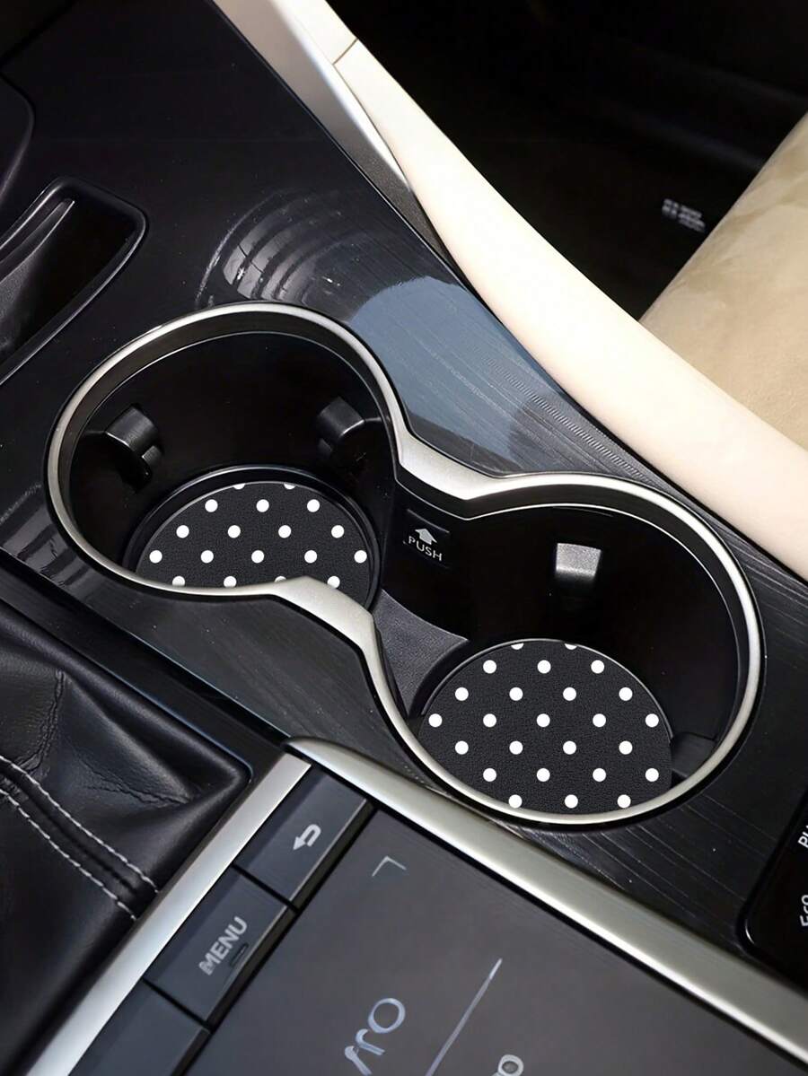 6pcs Polka Dots Car Cup Mat Water Cup Storage Mat Creative Car Interior Accessories - Polka Dot Coasters - View 1
