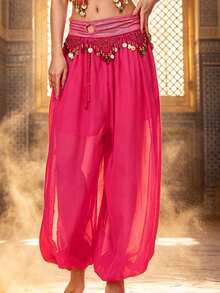 Bohemian Style Coin Decorated Chiffon Harem Pants, Loose Flowy Trousers, Suitable For Fusion And Exotic Style Festival Events (Multiple Colors Available) - Multicolor - View 17