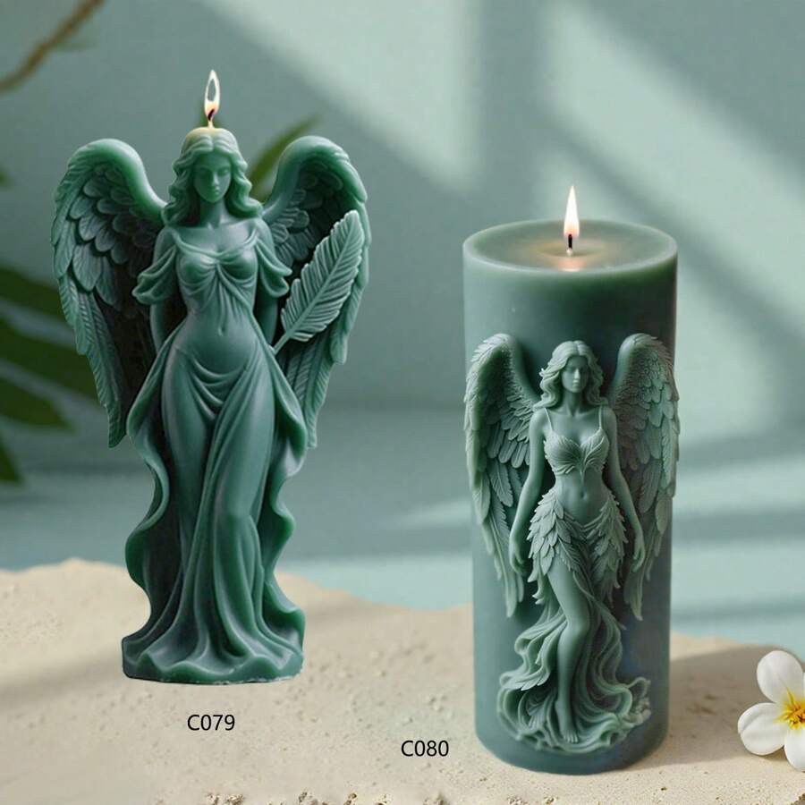 夢幻之翼女神香氛蠟燭矽膠模具 DIY 擴香石裝飾擺件模具 - 翅膀人像 - 查看 1