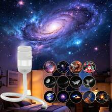 2-In-1 Starry Sky Projection Lamp, Includes 13 Interchangeable Projection Slides, Adjustable Brightness, 360° Rotatable Design, USB Powered RGB Night Light, Suitable For Car, Bedroom And Living Room Decoration - White - View 14