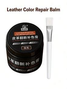 Crema de color de reparación de cuero y madera marrón oscuro con cepillo, pasta de renovación de arañazos para marcos de puertas de madera y gabinetes, pintura de retoque de muebles para sofá y restauración de cuero de zapatos, cubre grietas y marcas descoloridas, fácil de usar - A - Ver 7