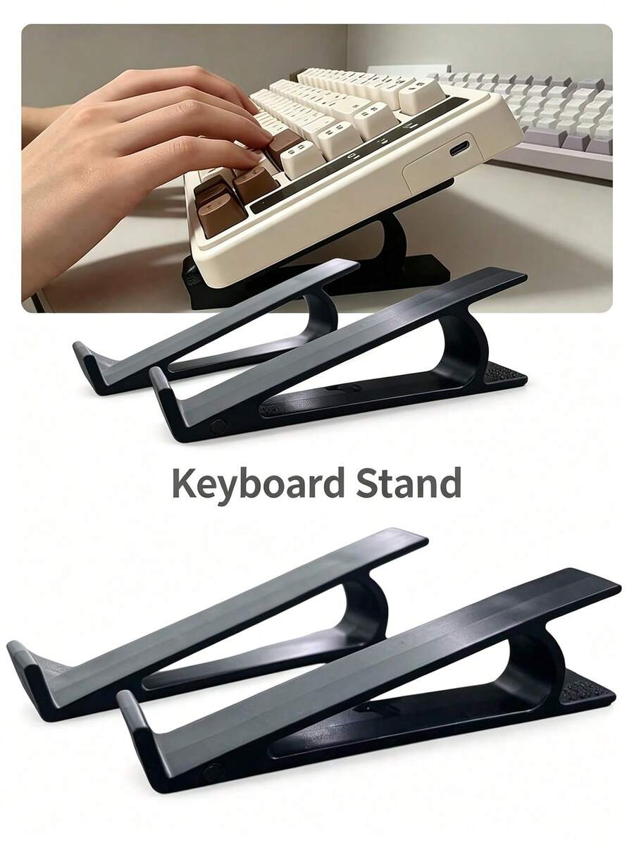 2pcs/Set Minimalist Keyboard Stand, Ergonomic Tilt Angle, Effectively Reduces Hand Fatigue, Sturdy And Stable, Suitable For Remote Workers And Students, Durable Keyboard Holder, Keyboard Stand/Keyboard Riser, Room Decor, Office Desk Accessory - Multicolor - View 1