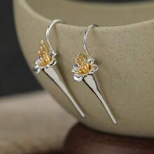 Vintage Fashion 3D Flower Pendant Earrings, Suitable For Party Handmade Accessories, Birthday Gift For Friends - Two-color - View 2