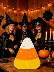 1 Set Halloween Corn Shaped Paper Napkins, Star Print Triangle Decorative Dinner Napkins, Suitable For Halloween Costume Party Table Setting, Waterproof Soft Paper Cocktail Napkins, Spooky Holiday Table Decor Supplies - A - View 7