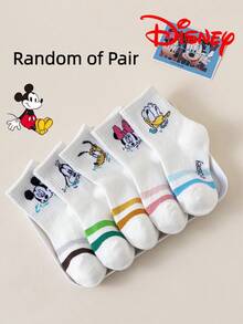 10/5/1 Pair Disney Kids Socks White Mickey Mouse Colorful Striped Mid-Calf Thickened Winter Socks - White - View 17