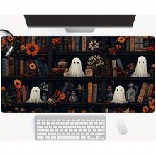 1 buah Alas Mouse Gaming & Alas Meja Besar dengan Desain Rak Buku Perpustakaan yang Lucu - Alas Karet Anti Selip, Tema Halloween & Musim Gugur dengan Pola Buku, , dan Hantu, Cocok untuk Pengaturan Komputer Kantor Rumah, Dekorasi Rak Buku, Alas Meja Komputer, Desain Menarik, Tahan Lama - Alas mouse/alas meja - View 3