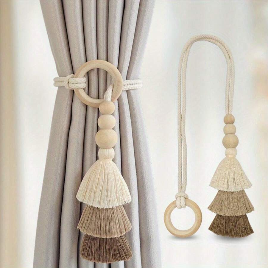 2pcs Bohemian Style Curtain Tiebacks, Tassel Curtain Tiebacks, Curtain Holders, Suitable For Home Decor And Style Enhancement - C-multicolor - View 1