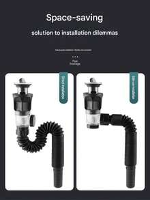 Multifunctional Extendable Retractable Bathroom Sink Drain Pipe, Universal Wall And Horizontal Drainage Complete Set, Anti-Odor Sink Drain Pipe - A - View 7