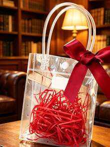 20pcs/10pcs/5pcs Large Transparent Gift Bags, Gift Giving, Wedding Birthday, Transparent Tote Bags With Handles, Thickened Reusable Transparent PVC Gift Bags - Transparent - View 7