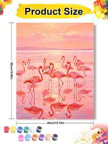1pc Paint By Numbers Kit For Adults Beginners, Flamingo Scenery, DIY Oil Painting, Home Wall Decor Christmas For Holiday Gift Giving - Frameless - View 9
