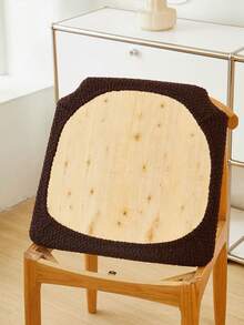 1 pieza Funda de taburete de unicolor con patrón, estilo moderno de felpa, funda de silla de mobiliario de restaurante, adecuada para la mayoría de las sillas - Café integral - Ver 5