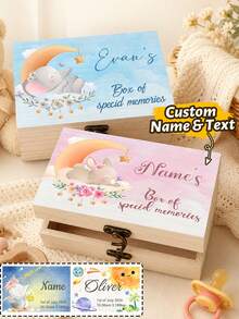 Custom Wooden Keepsake Box, Personalized Memory Storage Box, Cute Animal Room Decor, Customized Name Memory Chest, Customizable Decorative Storage Box, Birthday Gift, Christmas Gift, Special Keepsake Box, Home Decoration, Special Keepsake Storage - Style a - View 1