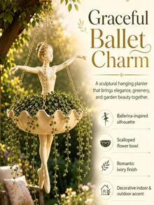 1pc Ballerina Hanging Flower Pot, Ballerina Shaped Planter, Suitable For Succulents, Outdoor Garden Decor, Outdoor Garden Supplies, Home Decor, Lightweight Chain Hook Planter, Balcony, Porch Decor, Restaurant Decor, Back To School, Halloween, Christmas Gift Best Choice - Multiple Styles - View 3