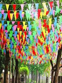 Bendera Segitiga Warna-warni - Cocok untuk Dekorasi Luar Ruangan, Upacara Wisuda, Oktoberfest, Dekorasi Pesta Kebun Musim Panas dan Natal - Model terbaru - View 2