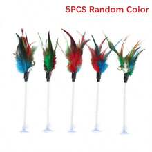Cat Toy Set, Artificial Feathers, Indoor Cat Toys, Cat Feather Toy With Suction Cup Base, Relieve Boredom - View 6