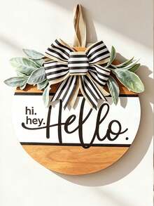 Hi Hey Hello Front Door Wreath, Hello Door Hanger, Hello Door Sign, Bow Decor Welcome Sign, Fashionable Door Hanger, Modern Door Hanger, Front Door Wreath, Home Decor, Wall Decor, Housewarming Gift - Hi Flower Wreath - View 13