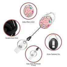 1pc-Medical Pattern Retractable Badge Reel With ID Card Holder, Carabiner Clip Nurse Work Name Tag Holder, Gift For Nurse Doctor Medical Student - Rectangle - View 3