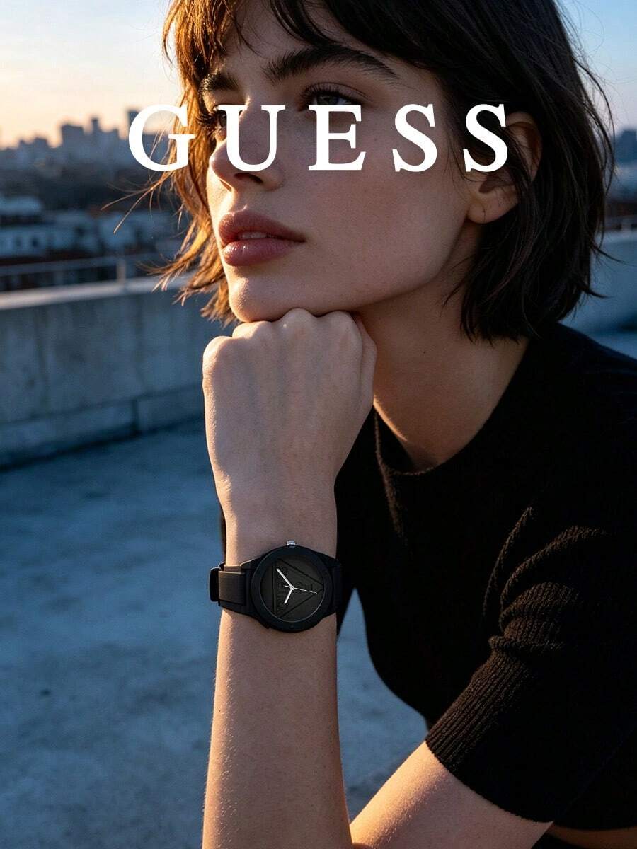 Guess 中性運動矽膠手錶,圓形類比錶盤石英機芯,可調節錶帶,街頭風格,適合跑步、健身、日常穿著與戶外活動,送給朋友的獨特禮物 - 黑色 - 查看 1