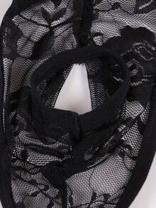 Best Seller, Bow Decor Fashion Elastic Breathable Sheer, Sexy T-Bottom Men'S Lace Sexy Thong Panties - Black - View 6