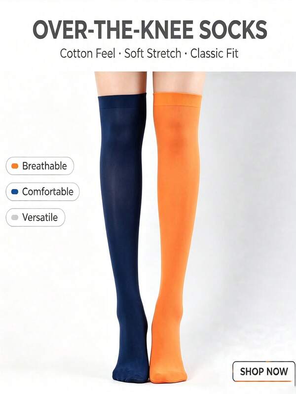 1 Pair Thin Solid Color Velvet Daily Casual Sexy Minimalist Over-The-Knee Thigh-High Stockings