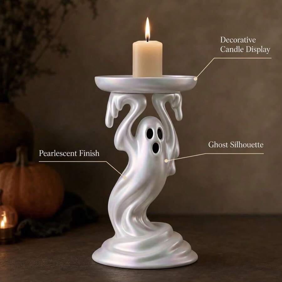 5pcs Creative Halloween Ghost Candle Holder Resin Craft Ornaments Holiday Atmosphere Scene Desktop Decor - Multicolor - View 1