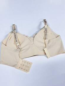 Wireless Jelly Soft Support Camisole Bra With Letter Strap, Anti-Sagging, Back-Smoothing, Fixed Cup - Champagne - View 6