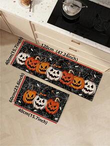 1/2pcs Halloween Kitchen Decor Rug, Halloween Pumpkin Kitchen Rug And Mat, Non-Slip Washable Absorbent Kitchen Accessory Decorative Mat - Multicolor - View 11