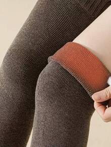 5/3/1 Pair Viral Super Thick Ribbed Heat Lock Thermal Over Knee Leg Warmers, Non-Slip Slim Solid Color Knee Sleeves For Winter Yoga Daily Outfit - Multicolor - View 5