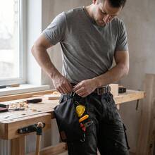 1pc Multi-Functional Tool Zipper Bag, Scratch-Resistant Wear-Resistant Waterproof Fabric, Leather Label Minimalist Design, Strong Load-Bearing Large Capacity Space, Organized Storage For Drill Bits Screws Hand Tools, Equipment Maintenance Auto Repair Construction Daily Travel, Electromechanical Technician Handcraft Enthusiast, Portable Tool Storage Bag, Hardware Parts Pouch - Black - View 7