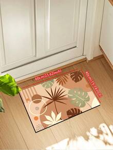 1PC Warm Brown Morandi Abstract Tropical Plant Entryway Doormat, Milk Tea Color Abstract Tropical Greenery Healing Absorbent Foot Mat, Wabi-Sabi Style Tropical Plant Entryway Doormat, Milk Tea Earth Tone Geometric Non-Slip Foot Mat, Abstract Monstera Leaf Polka Dot Absorbent Floor Mat - Multicolor - View 15