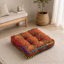 Bohemian Style Pom Pom Decor Square Thickened Seat Cushion, Breathable Soft Thickened Back Cushion Suitable For All Seasons, Suitable For Living Room, Bedroom, Office, Outdoor, Car Interior And Other Home Decor, Outdoor Mat, Sofa Cushion, Chair Pad - Square Seat Cushion - View 10