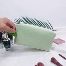 Personalized Embroidered Makeup Bag With Handle, Small Cosmetic Pouch For Girl, Custom Name Travel Toiletry Bag, Portable Storage Organizer Handbag, Compact Beauty Bag For Makeup, Skincare, Bathroom, Daily Carry And Travel Use - Multicolor - View 6