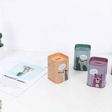1pc Random Color Animal Shaped Coin Bank, Santa Claus Coin Bank, Multi-Functional Square Metal Savings Box, Large Capacity Decorative Colorful Coin Storage Jar, Can Be Used As Pen Holder, Home Cash Storage Box And Gift - Multicolor - View 10