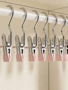 30/10/1pc Multi-Functional Stainless Steel Clothes Clips Hangers, Hanger Hooks, Non-Slip Clothespin For Pants, Skirts Drying, Space Saving Organizer For Bedroom, Closet, Dorm, Home, Bathroom, Clothes Rail, Hooks, Back To School - Multicolor - View 3
